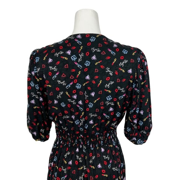 Maje Inobi Jacquard Printed Romper Playsuit 38 M Black Short Sleeves Pockets - Picture 8 of 12